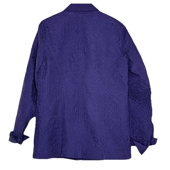 Coldwater Creek Sz S Purple 100%‎ Silk Button Up Quilted Barn Jacket Cottagecore - Picture 2 of 6